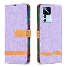 Leather Case Stands Flip Cover Holder B16F for Xiaomi Mi 12T 5G Clove Purple