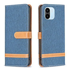 Leather Case Stands Flip Cover Holder B16F for Xiaomi Poco C50 Blue