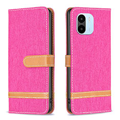 Leather Case Stands Flip Cover Holder B16F for Xiaomi Poco C50 Hot Pink