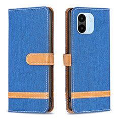 Leather Case Stands Flip Cover Holder B16F for Xiaomi Poco C50 Navy Blue