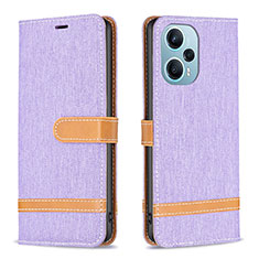 Leather Case Stands Flip Cover Holder B16F for Xiaomi Poco F5 5G Clove Purple