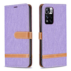 Leather Case Stands Flip Cover Holder B16F for Xiaomi Poco X4 NFC Clove Purple