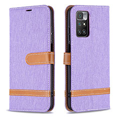 Leather Case Stands Flip Cover Holder B16F for Xiaomi Redmi 10 (2022) Clove Purple