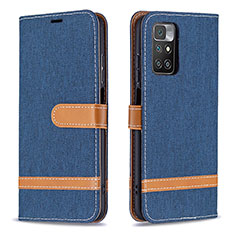 Leather Case Stands Flip Cover Holder B16F for Xiaomi Redmi 10 (2022) Navy Blue