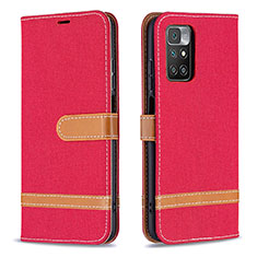 Leather Case Stands Flip Cover Holder B16F for Xiaomi Redmi 10 (2022) Red