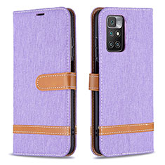 Leather Case Stands Flip Cover Holder B16F for Xiaomi Redmi 10 4G Clove Purple