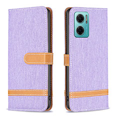 Leather Case Stands Flip Cover Holder B16F for Xiaomi Redmi 10 5G Clove Purple