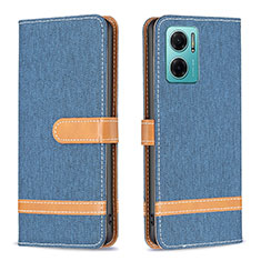 Leather Case Stands Flip Cover Holder B16F for Xiaomi Redmi 10 5G Navy Blue