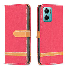 Leather Case Stands Flip Cover Holder B16F for Xiaomi Redmi 10 5G Red