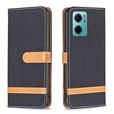 Leather Case Stands Flip Cover Holder B16F for Xiaomi Redmi 10 Prime Plus 5G Black