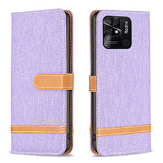 Leather Case Stands Flip Cover Holder B16F for Xiaomi Redmi 10C 4G Clove Purple