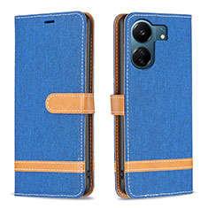 Leather Case Stands Flip Cover Holder B16F for Xiaomi Redmi 13C Blue