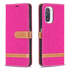 Leather Case Stands Flip Cover Holder B16F for Xiaomi Redmi K40 5G Hot Pink