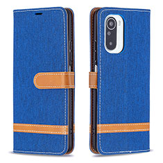 Leather Case Stands Flip Cover Holder B16F for Xiaomi Redmi K40 Pro 5G Blue