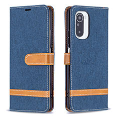 Leather Case Stands Flip Cover Holder B16F for Xiaomi Redmi K40 Pro+ Plus 5G Navy Blue