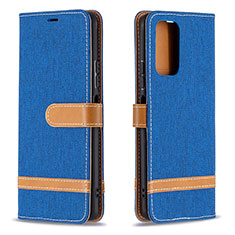 Leather Case Stands Flip Cover Holder B16F for Xiaomi Redmi Note 10 Pro Max Blue