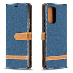Leather Case Stands Flip Cover Holder B16F for Xiaomi Redmi Note 10 Pro Max Navy Blue