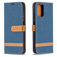 Leather Case Stands Flip Cover Holder B16F for Xiaomi Redmi Note 10S 4G Navy Blue