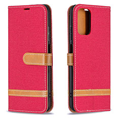 Leather Case Stands Flip Cover Holder B16F for Xiaomi Redmi Note 10S 4G Red