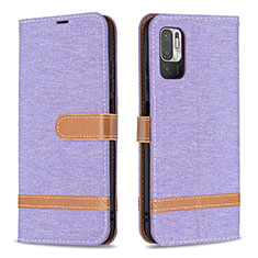 Leather Case Stands Flip Cover Holder B16F for Xiaomi Redmi Note 10T 5G Clove Purple