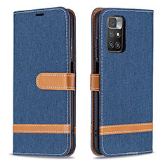 Leather Case Stands Flip Cover Holder B16F for Xiaomi Redmi Note 11 4G (2021) Navy Blue