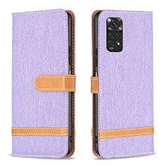 Leather Case Stands Flip Cover Holder B16F for Xiaomi Redmi Note 11 4G (2022) Clove Purple