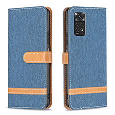 Leather Case Stands Flip Cover Holder B16F for Xiaomi Redmi Note 11 4G (2022) Navy Blue