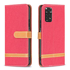 Leather Case Stands Flip Cover Holder B16F for Xiaomi Redmi Note 11 4G (2022) Red