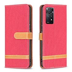 Leather Case Stands Flip Cover Holder B16F for Xiaomi Redmi Note 11 Pro 4G Red