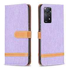 Leather Case Stands Flip Cover Holder B16F for Xiaomi Redmi Note 11 Pro 5G Clove Purple