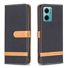 Leather Case Stands Flip Cover Holder B16F for Xiaomi Redmi Note 11E 5G Black