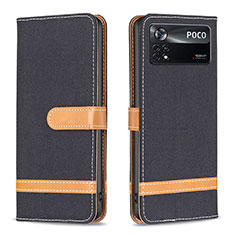 Leather Case Stands Flip Cover Holder B16F for Xiaomi Redmi Note 11E Pro 5G Black