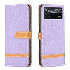 Leather Case Stands Flip Cover Holder B16F for Xiaomi Redmi Note 11E Pro 5G Clove Purple