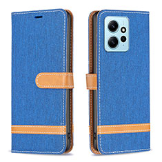 Leather Case Stands Flip Cover Holder B16F for Xiaomi Redmi Note 12 4G Blue