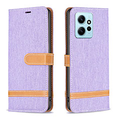 Leather Case Stands Flip Cover Holder B16F for Xiaomi Redmi Note 12 4G Clove Purple