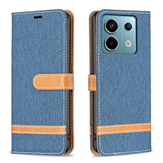 Leather Case Stands Flip Cover Holder B16F for Xiaomi Redmi Note 13 Pro 5G Sky Blue