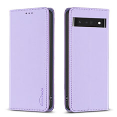 Leather Case Stands Flip Cover Holder B17F for Google Pixel 7 Pro 5G Clove Purple