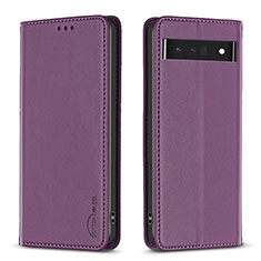 Leather Case Stands Flip Cover Holder B17F for Google Pixel 7 Pro 5G Purple