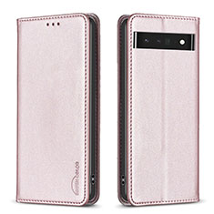 Leather Case Stands Flip Cover Holder B17F for Google Pixel 7 Pro 5G Rose Gold