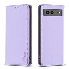 Leather Case Stands Flip Cover Holder B17F for Google Pixel 7a 5G Clove Purple