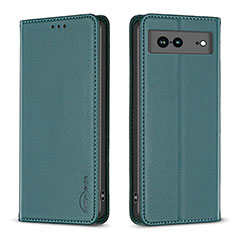 Leather Case Stands Flip Cover Holder B17F for Google Pixel 7a 5G Green