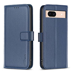 Leather Case Stands Flip Cover Holder B17F for Google Pixel 8a 5G Blue