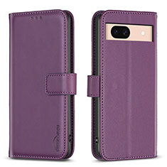 Leather Case Stands Flip Cover Holder B17F for Google Pixel 8a 5G Purple