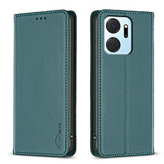 Leather Case Stands Flip Cover Holder B17F for Huawei Honor X7a Green