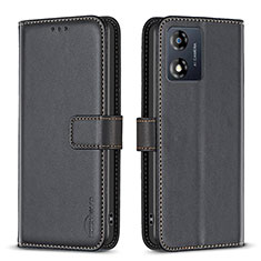 Leather Case Stands Flip Cover Holder B17F for Motorola Moto E13 Black