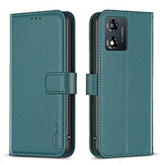 Leather Case Stands Flip Cover Holder B17F for Motorola Moto E13 Green