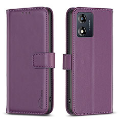 Leather Case Stands Flip Cover Holder B17F for Motorola Moto E13 Purple