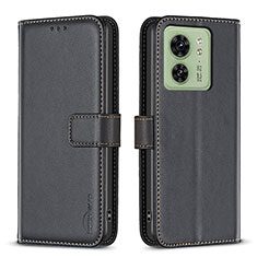 Leather Case Stands Flip Cover Holder B17F for Motorola Moto Edge 40 5G Black