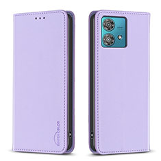 Leather Case Stands Flip Cover Holder B17F for Motorola Moto Edge 40 Neo 5G Clove Purple