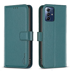 Leather Case Stands Flip Cover Holder B17F for Motorola Moto G Play (2023) Green